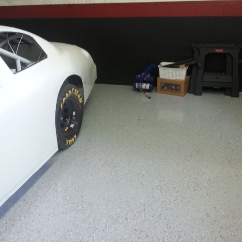 An Epoxy floor completed for a Arca Series Nascar 