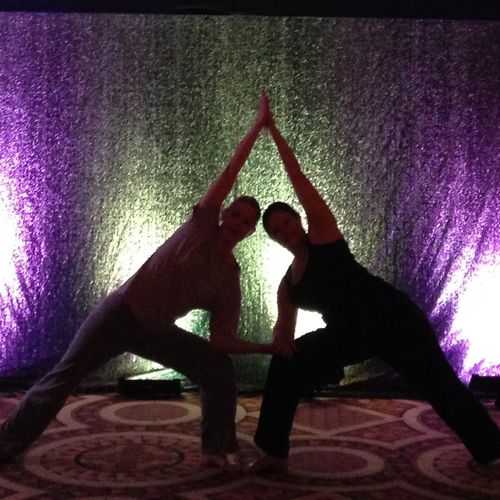 Partner yoga is a great way to create a "meeting o