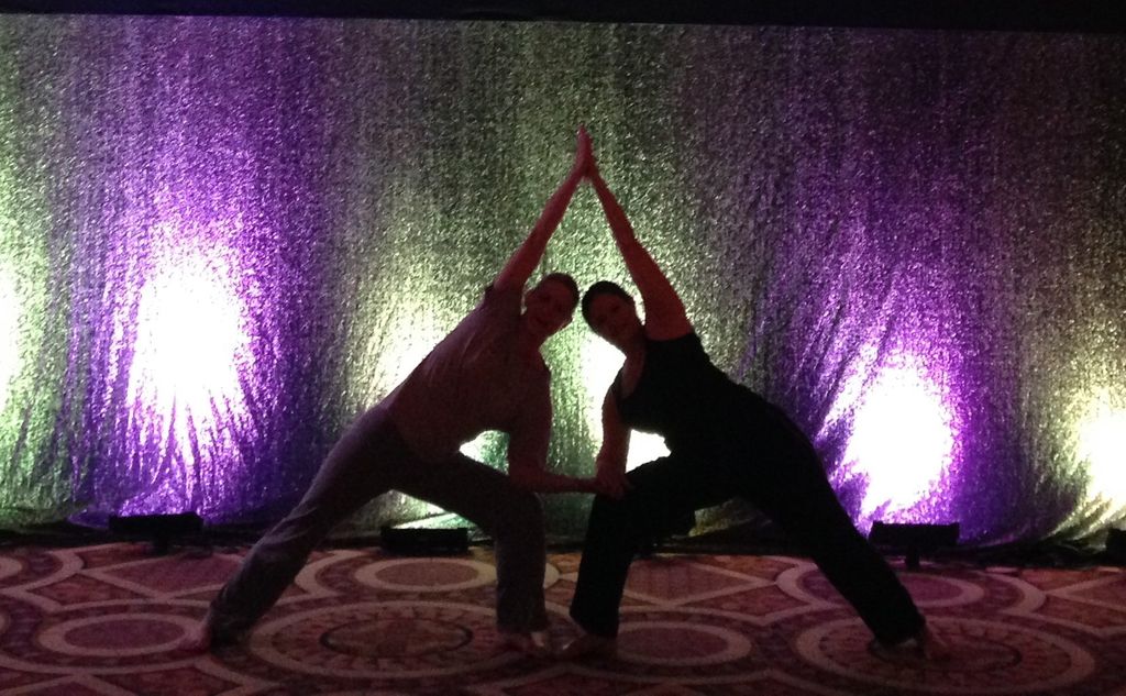 Partner yoga is a great way to create a "meeting o