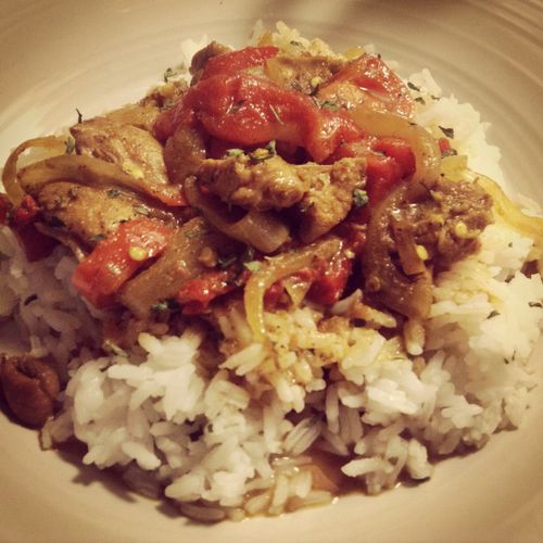 'Furry Curry' - Curry chicken served over rice wit