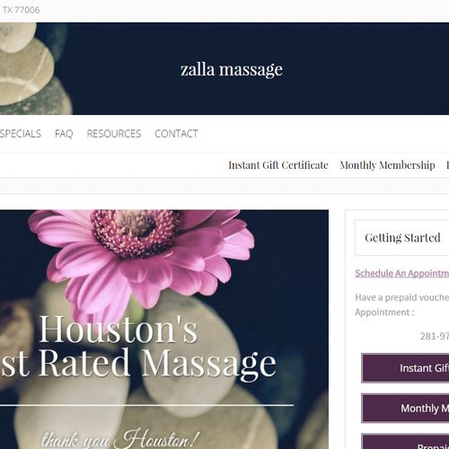 Zalla Massage, Houston Texas (website & marketing)