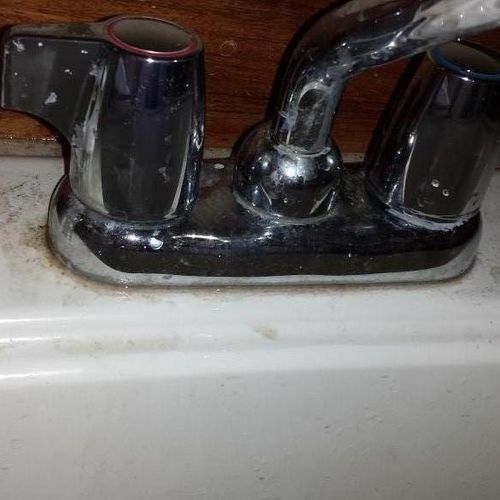 Utility Sink Faucet Before Deep Cleaning
