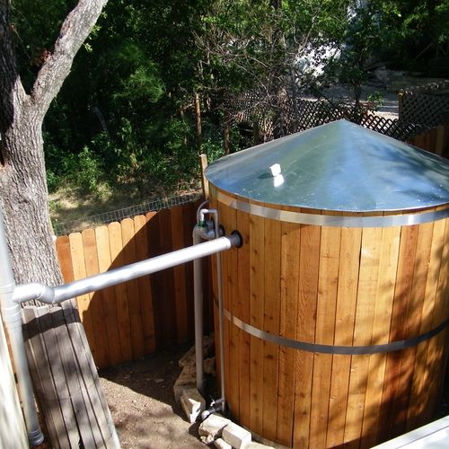 2,500 gallon rainwater harvesting system with ceda