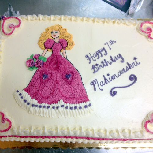 Princess cake (hand drawn). Iced and decorated in 