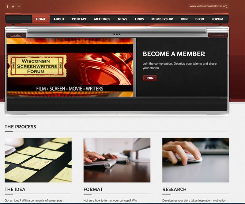 Website Design for wisconsin screenwriter forum