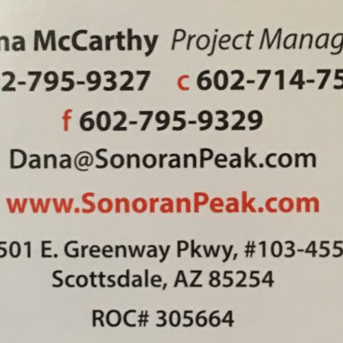 We are partnered with Sonoran Peak Construction & 