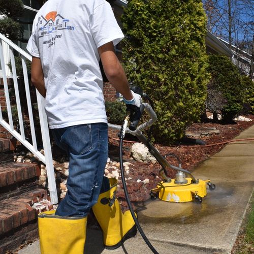 Floor scrubber for concrete and pavers.