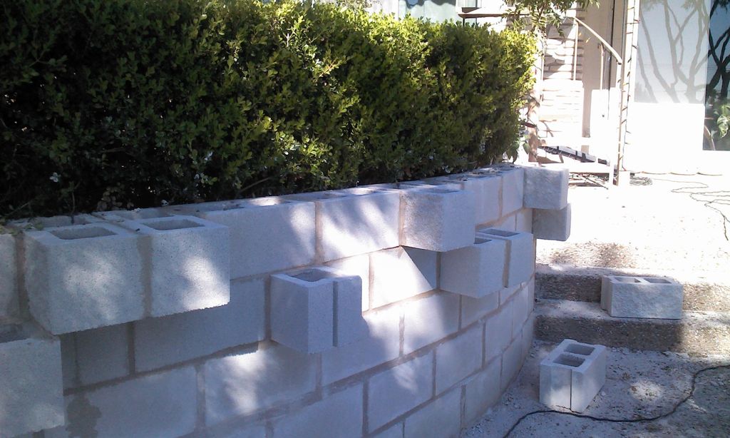 Retaining wall with blocks made for succulent plan