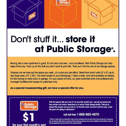 Print ad and promotion for Public Storage.