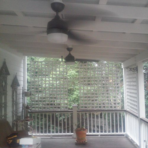 A porch we built in Hamilton Mill with a metal roo