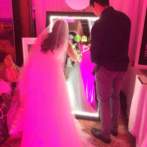 Bride enjoying the touch screen technology of the 