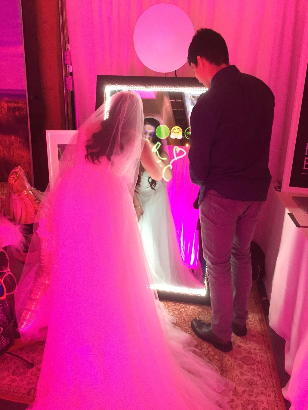 Bride enjoying the touch screen technology of the 