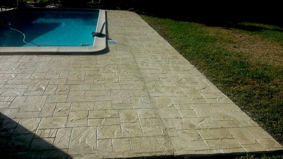 After Concrete Overlay stamp Ashlar slate