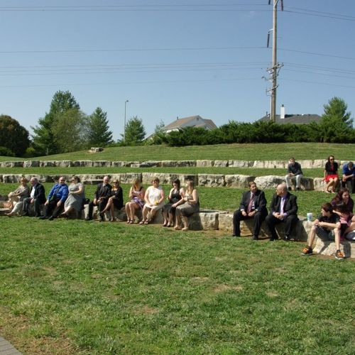 Where the guests sat at the park for the wedding c