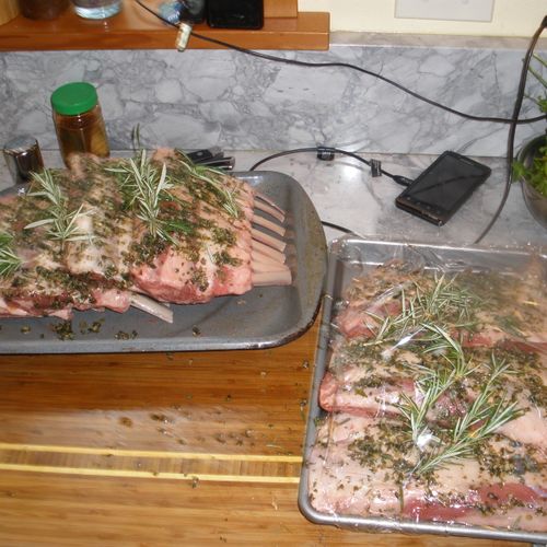 Frenched rack of lamb marinated with rosemary and 
