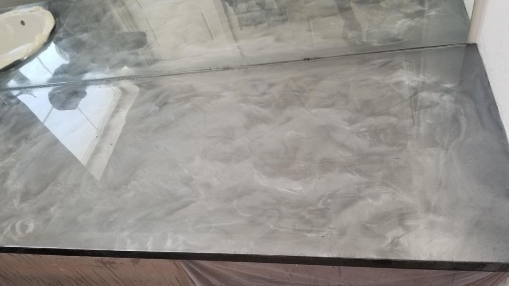 Metallic Slate & Pearl epoxy countertops. 