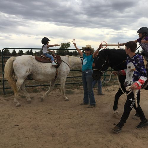 “Jousting” as part of Therapeutic Riding Lesson 