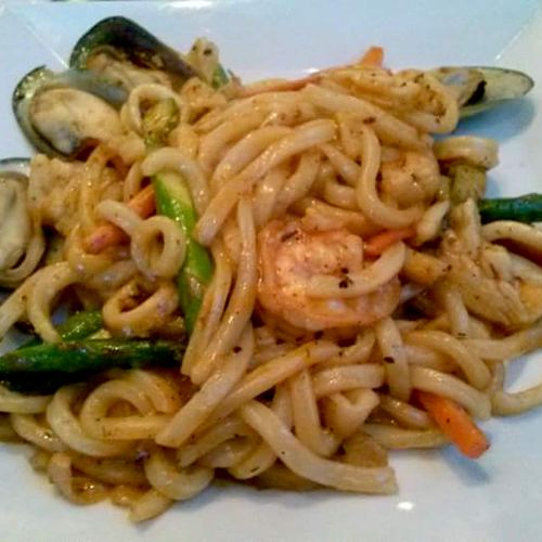 Udon Noddles and Seafood Plate