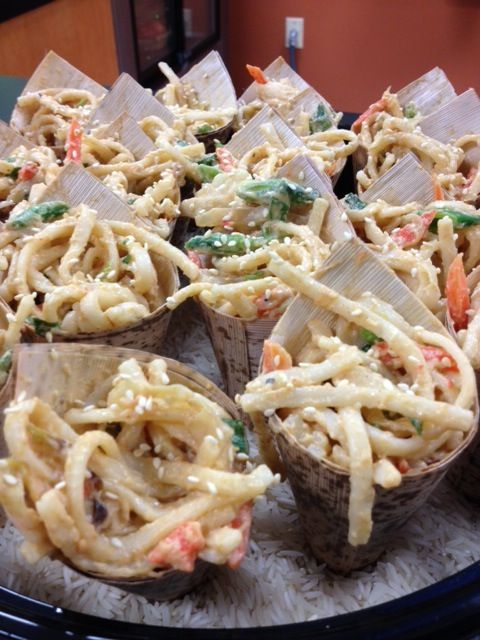 Sesame Noodles and bamboo cones