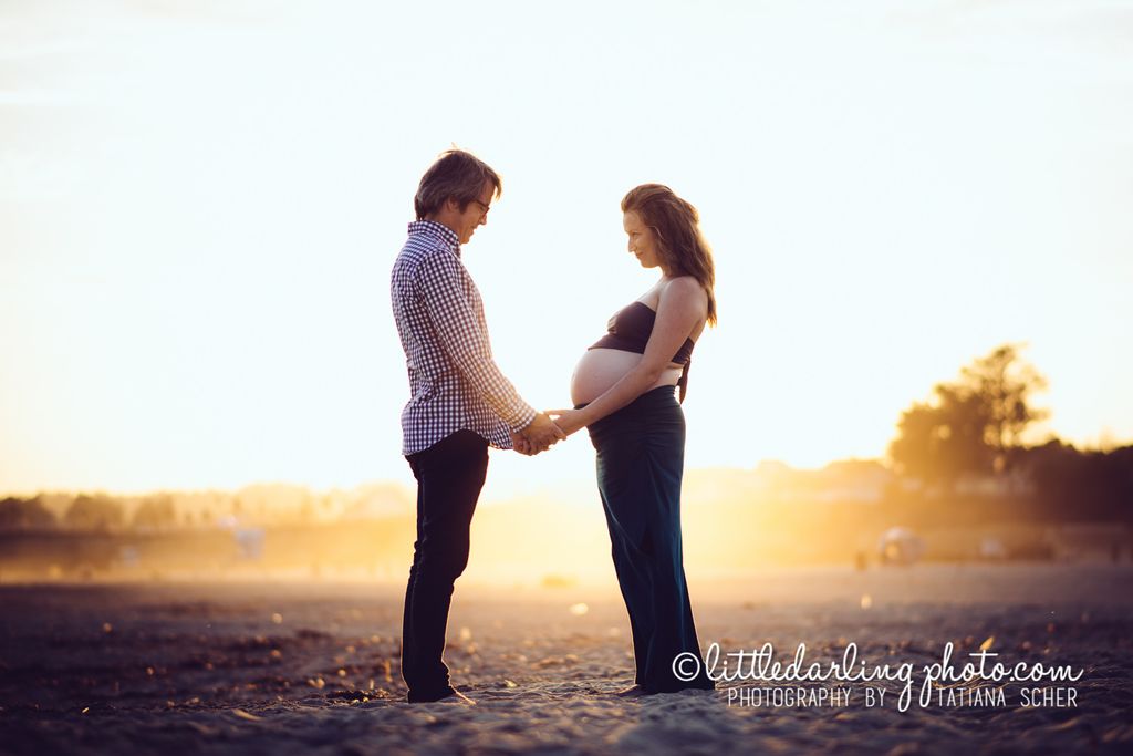 Pregnant couple at local Santa Cruz beach