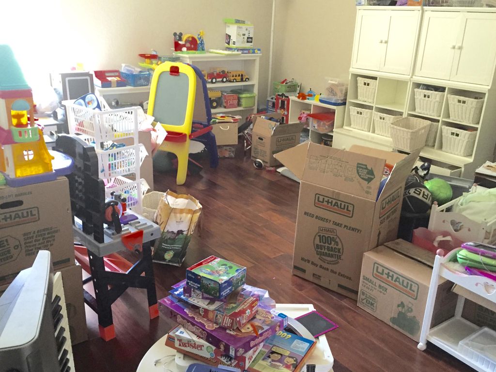 Before playroom unpack/organization