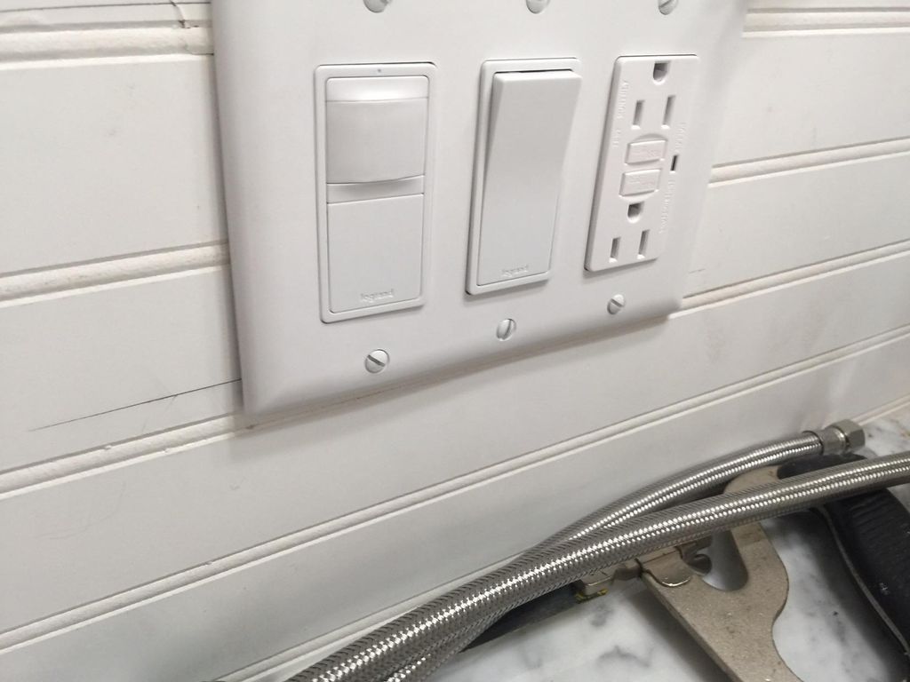 GFCI outlet, easy click fan switch, motion light i