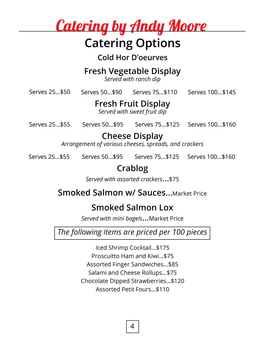 Current Catering Menu, Page 4