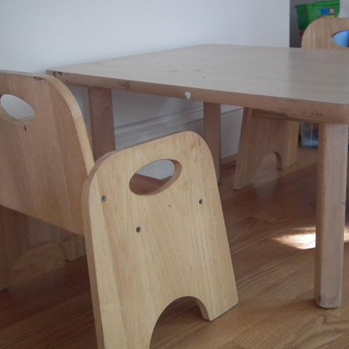 Low table and chairs for toddlers to work at.