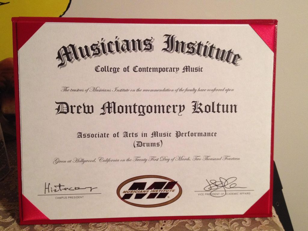 Degree from Musicians Institute