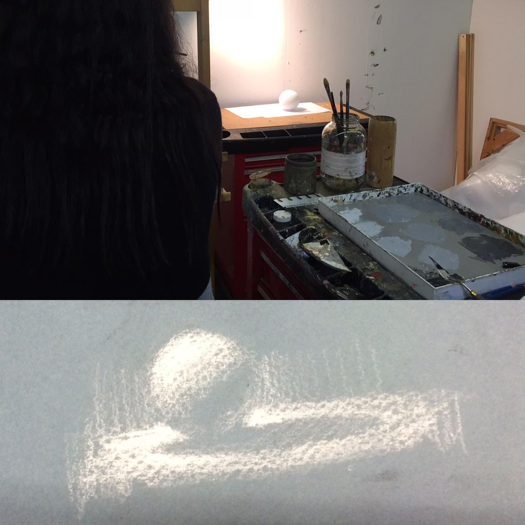 5 Values Sphere Study with White Charcoal on Toned