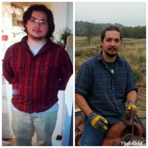 Jeff, before and after he lost 30lbs training with