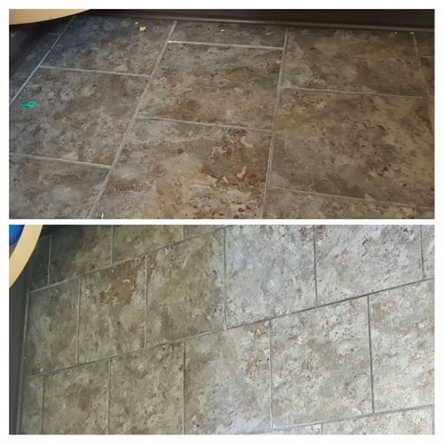 Before (top pic) and After (bottom pic) tile floor