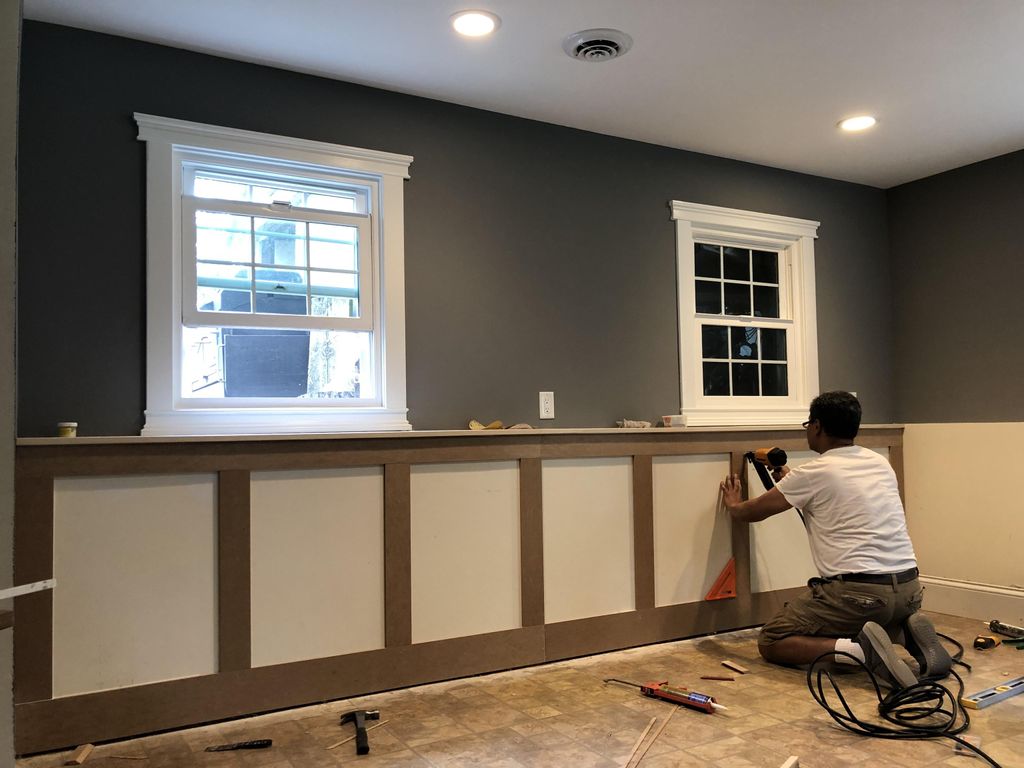 Installing wainscoting 