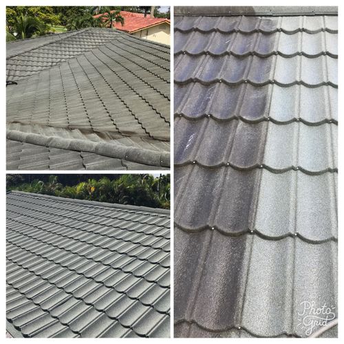 Metal barrel roof
Before & After with a side by si