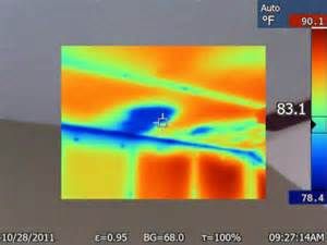 Roof leak picked up by thermal image camera