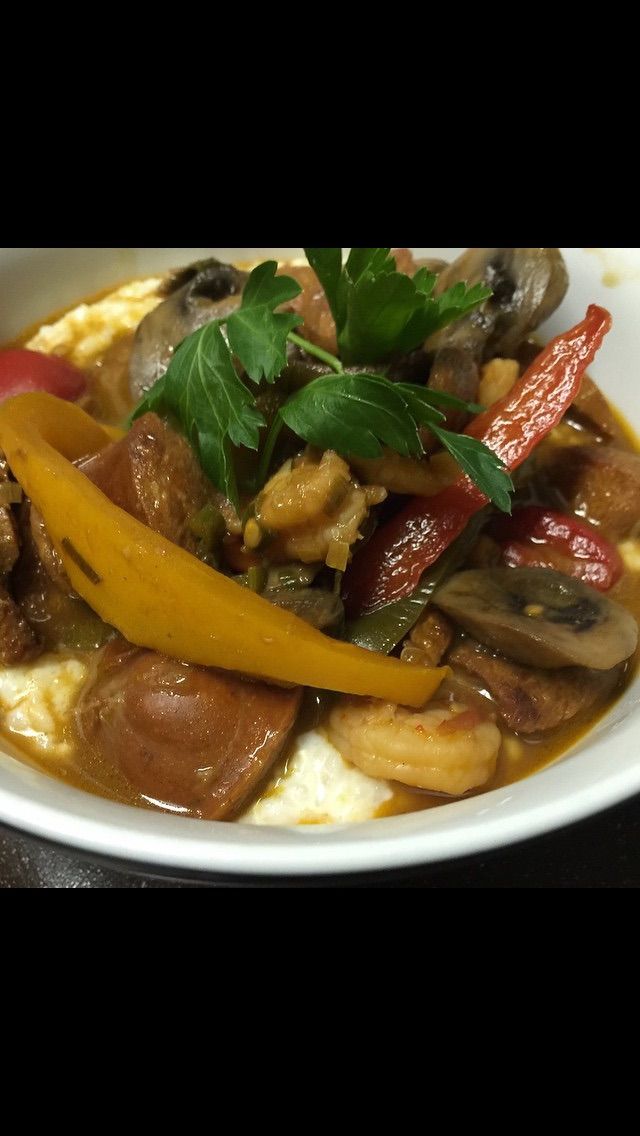 Shrimp and Stone Ground Grits with White cheddar c