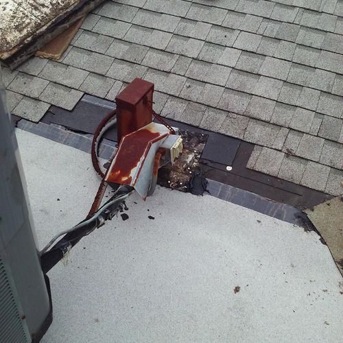 Air conditioner supply line flashing 
replacement