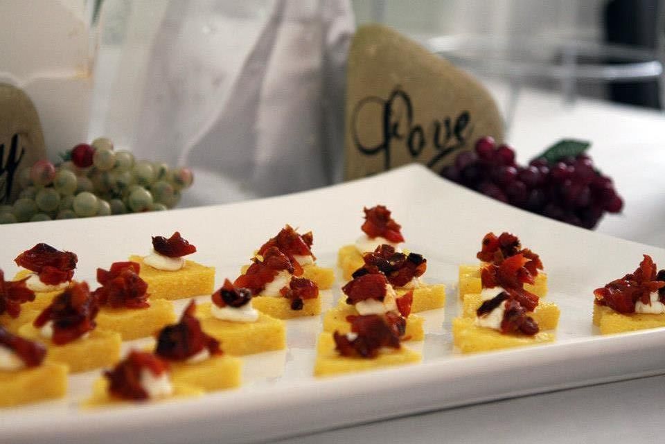 Polenta hearts With Garlic Goat Cheese and Home Ro