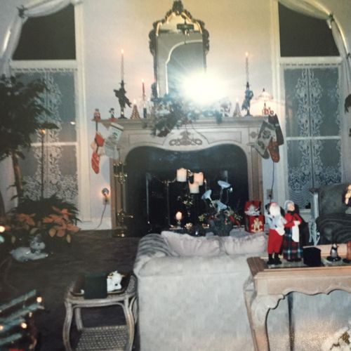Christmas makes this family room appear cluttered 