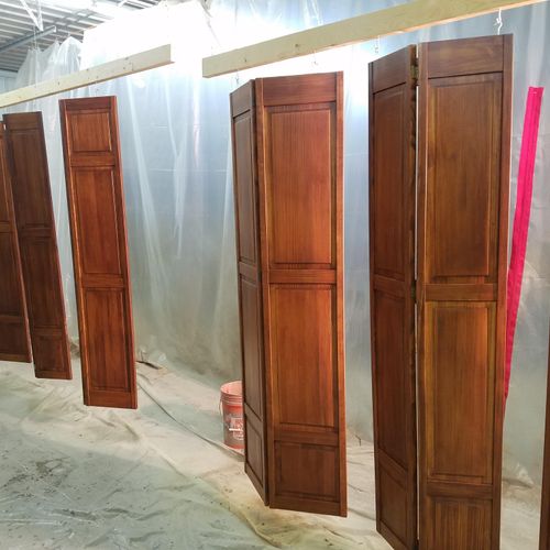 hand stained closet doors