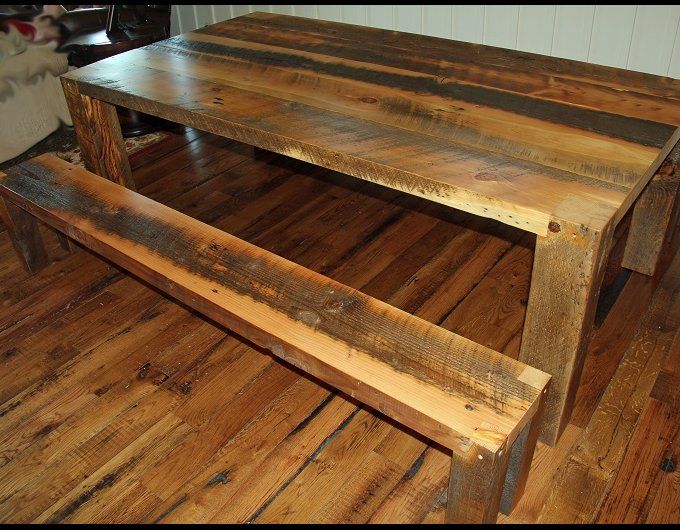 design build table and bench reclaimed materials