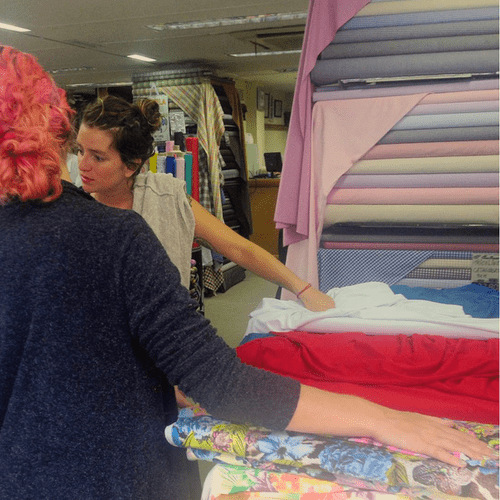 Here, Mary and Ivonne are getting fabrics in Rio d