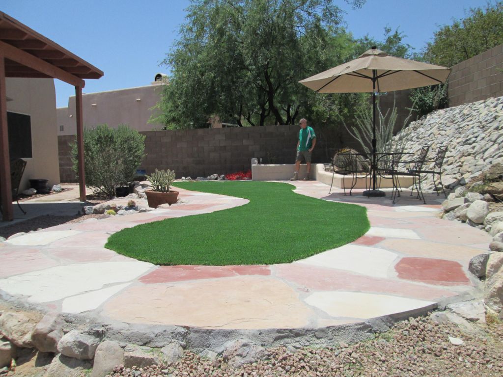 Flagstone & Synthetic Grass