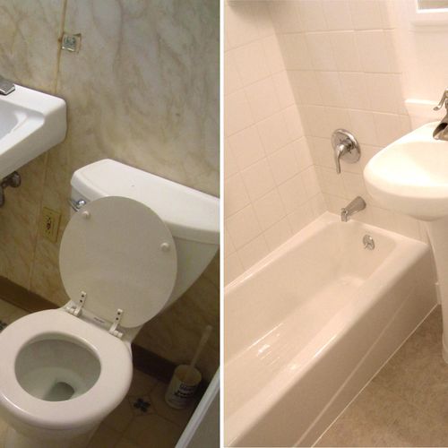 Out with the old, in with the new! Bathroom remode
