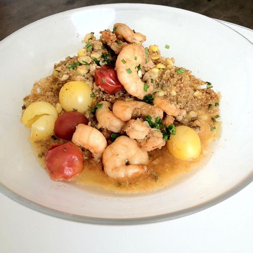 Fresh Louisiana BBQ Shrimp and quinoa "grits" with
