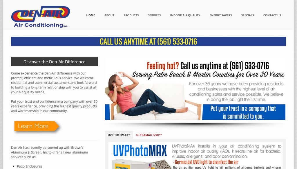 Customized WordPress website for Den-Air