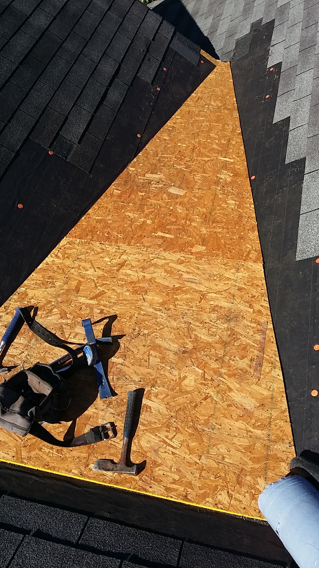 Leaking cricket and valleys. Complete tear out of 