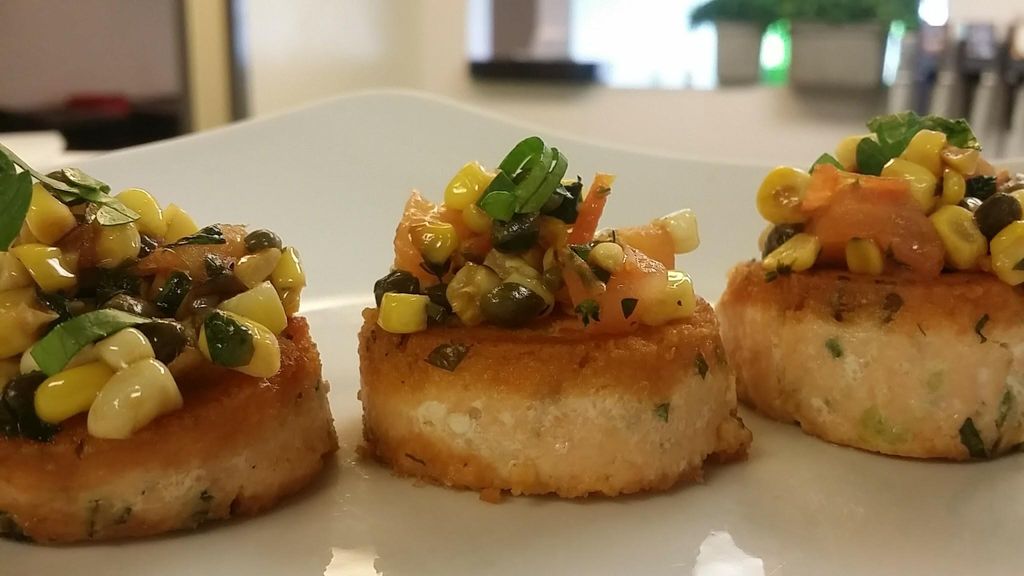 salmon cakes with corn salsa 