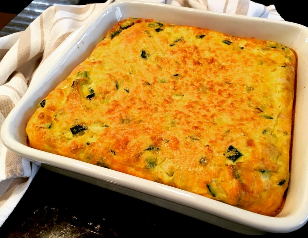 Zucchini, Leek, Fresh Corn & Cheddar Frittata