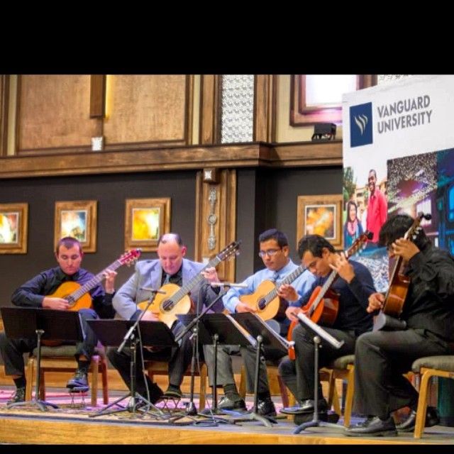 Playing a gig with the quintet.